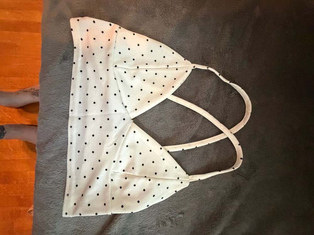 Boohoo Polka Dot Cross-Back Crop Top